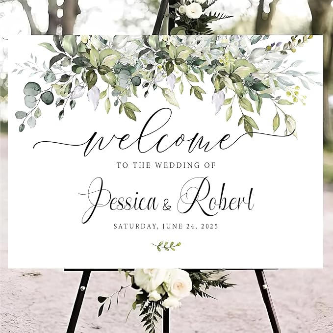 Generic Personalized Wedding Welcome Sign, Rustic, Modern, Plastic, 18x27 Inch, Wedding Decor, Indoor/Outdoor