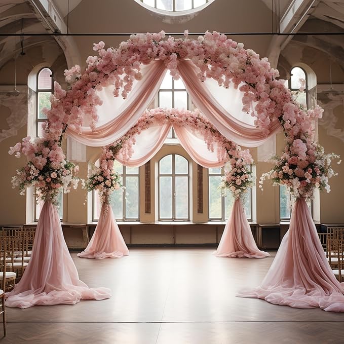 Wokceer Wedding Arch Draping Fabric 28.7"" x 20FT Dusty Rose Drapes Sheer Fabric Backdrop Arch Draping Fabric for Wedding Ceremony Birthday Party Bridal Shower Decoration, 1 Panel