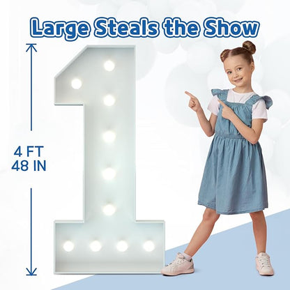 Marquee Numbers 4 Feet Tall Big Light Up Numbers 50th Birthday Decorations Women Men White Anniversary Party Decor Large Cardboard Prop Backdrop Sign 50