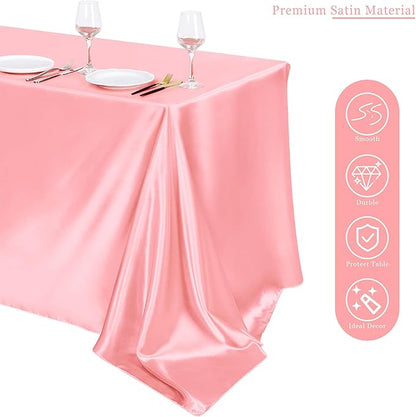 TURSTIN 4 Packs Pastel Rainbow Satin Tablecloth 102 x 58 Inch Overlay Satin Table Cover Rectangle Bright Silk Tablecloth Smooth Fabric Table Decoration for Wedding Banquet Party Events