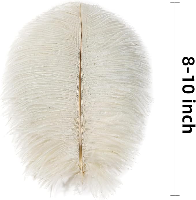 Ballinger Beige Ostrich Feathers Bulk - 24pcs 8-10inch Cream Feathers for Crafts,Wedding Party Centerpieces and Home Decor