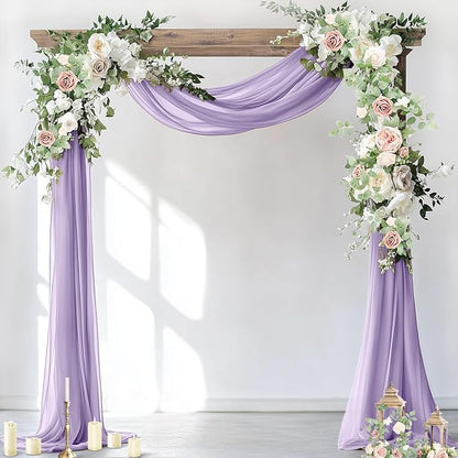 Socomi Wedding Arch Draping Fabric 2 Panels 29" x 19Ft Lavender Purple Sheer Chiffon Curtain Drapes 6 Yards for Wedding Ceremony Birthday Party Decoration