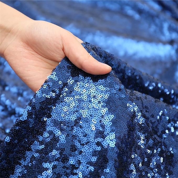 Poise3EHome Blue Sequin Backdrop,8FT x 10FT Sequin Photography Backdrop Curtain for Party Decoration, Navy Blue