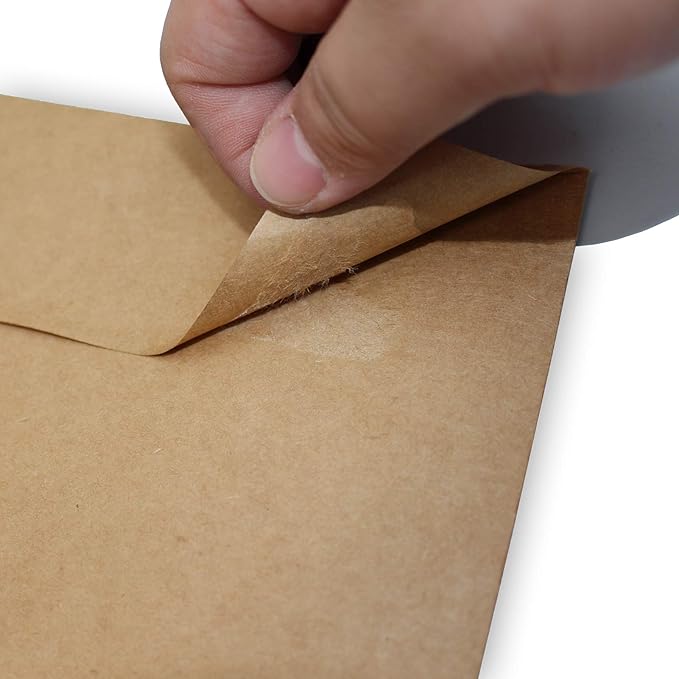 100 Qty Printable A7 Invitation Envelopes 5.25X7.25 inches Cards, Self Seal 120GSM Brown Kraft Paper Envelopes for Invitations, Papers, Photos, Documents, Wedding, Baby Shower, Easy to Seal