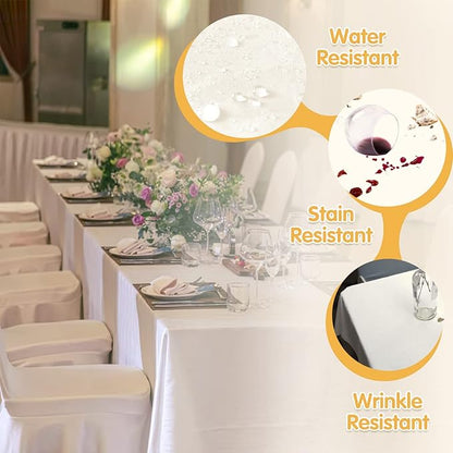 BRILLMAX 8 Pack Ivory Tablecloths 70 x 120 Inch for 6ft or 8ft Rectangle Tables - Rectangular Bulk Linen Polyester Fabric Washable Cloth Cover for Wedding Reception Banquet Birthday Party