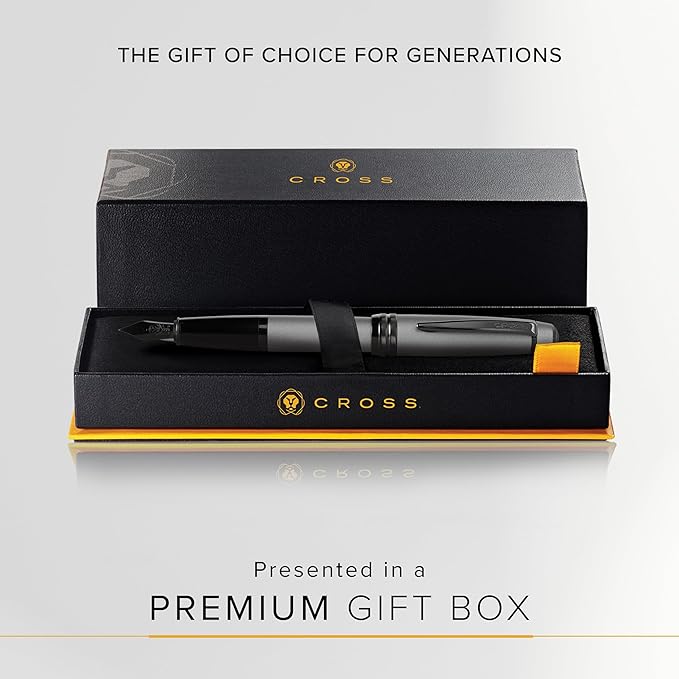 Cross Bailey Refillable Fountain Presented in a Premium Gift Box - Medium Point, Black Ink, Matte Gray