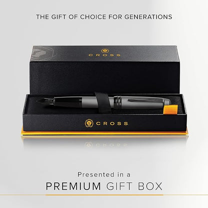 Cross Bailey Refillable Fountain Presented in a Premium Gift Box - Medium Point, Black Ink, Matte Gray