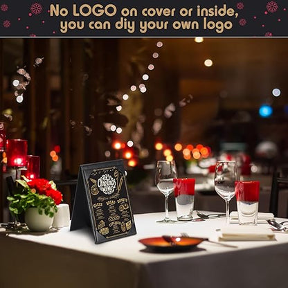 Gerrii Leatherette Table Tents Black PU Leather Menu Covers Bulk Double Sided Frame Sign Holders 2 Side Drink Dessert Menu Folders for Restaurant Coffee Cafe Bar Wedding Supplies(20 Pack,4 x 6 Inch)