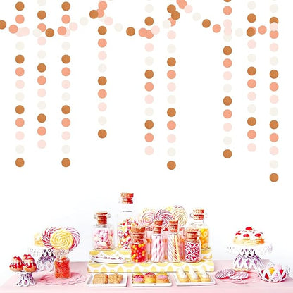 Pink-Brown Peach Party-Decorations Streamers Garland - 52ft Boho Fall Groovy Hanging Paper Banner,Baby Bridal Shower Wedding Autumn Neutral Birthday Room Home Thanksgiving Day Halloween Decor Hugfond