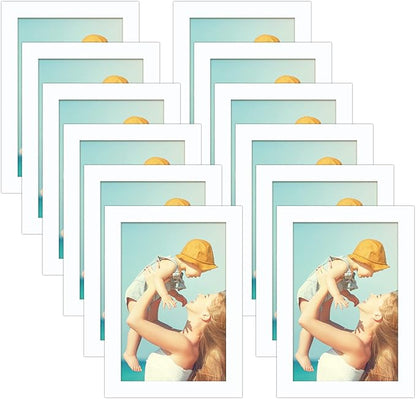 CRUGLA 12 Packs 4x6 Magnetic Picture Frames for Refrigerator， White Peel and Stick Frame Bulk, 4 by 6 Photo Holders for Fridge Dishwasher Whiteboard