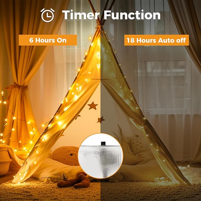 btfarm 10 Pack Fairy Lights Battery Operated with Timer, 10FT 30LED Twinkle Lights Waterproof, Copper Wire Christmas String Lights Battery Powered for Indoor Outdoor Wedding Party Holiday Decorations