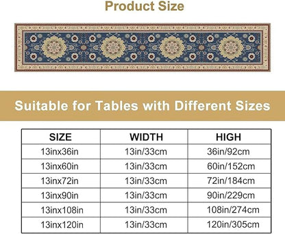 Vintage Boho Floral Table Runner, Elegant Rustic Country Farmhouse Blue Yellow Retro Flower Pattern for Home Kitchen Table Decor Dining Coffee Room Party Decor 13x108in