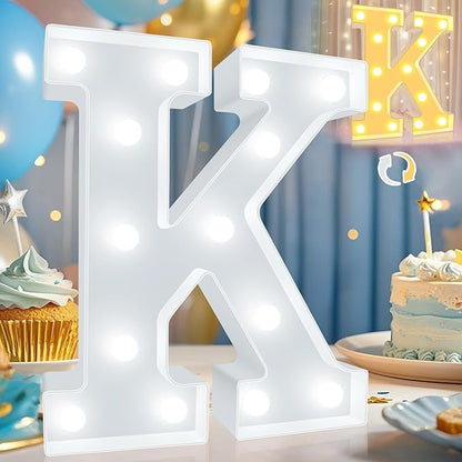 Pooqla LED Marquee Letter Lights, Warm White and Cool White Decorative Lighted Letters, Light Up Alphabet Letters for Boys Girls, Party, Wedding, Bar, Night Light, Birthday Decoration, Letter K