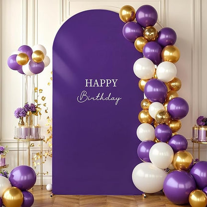 7.2FT Purple Arch Backdrop Cover - Polyester Fitted Wedding Arch Stand Covers Round Top Chiara Arch Backdrop Cover for Birthday Party Banquet Photo Background Decoration
