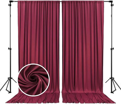 10 x 7 Feet Burgundy Backdrop Curtain for Partie, Background Curtains for Photoshoot, Birthday, Wedding, Halloween, Thanksgiving, Christmas, New Year Party Decorations 5Ft x 7Ft, 2 Panels