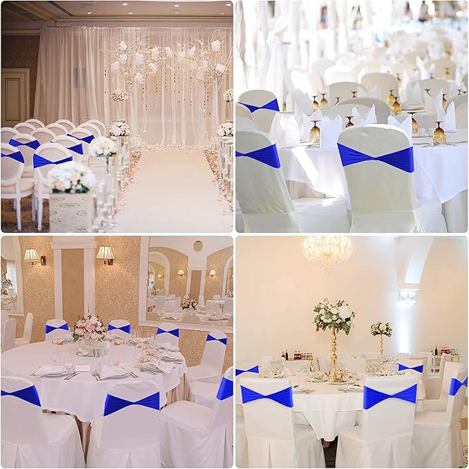 VDS Pack of 10 PCS | Silver Grey | Spandex Chair Sashes Bows Without Buckle | Stretch Elastic Banquet Universal Folding Chair Band Tie with for Wedding Party Conference Celebration Event Decoration