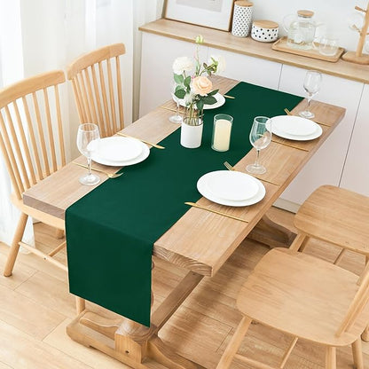 2 Pack Green Small Short Table Runner 12 x 48 Inch Solid Color Runners Coffee Table Dresser for Daily Party Home Decoration
