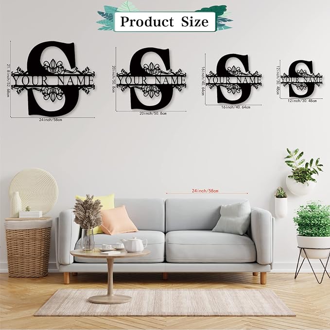Personalized Metal Name Sign - Outdoor Name Sign - Last Name Signs - Custom Metal Monogram Sign - Metal Signs - Family Name Sign - Split Letter Metal Sign - Name Wall Decor - Monogram Gifts