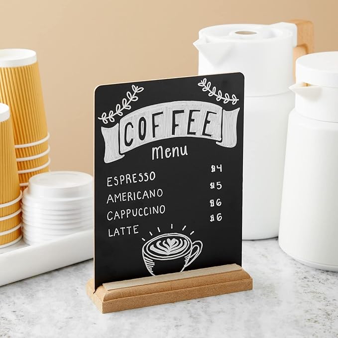 6 Pack Mini Chalkboard Signs with Stand for Table Decorations, Restaurant Food Display, Message Boards, Small Business, Wedding, Banquet, Coffee Shop (6 x 8 Inches)