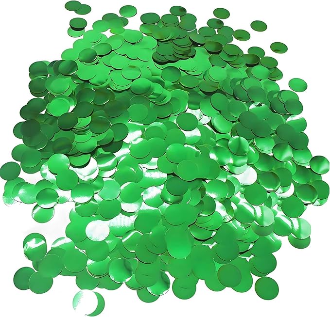 Green Round Foil Confetti Beautiful Metallic Table Confetti Glitter for Fill Balloons, St. Patrick's Day ，Wedding,Birthday, Party,Festival Decoration(8000PCS)