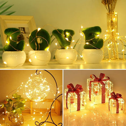 kolpop 12 Pack LED Fairy Lights Battery Operated, Mini Twinkle String Lights Battery Powered Waterproof for Christmas Mason Jars Party,2 Colors