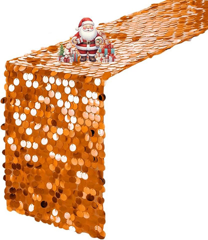 VHH Sequin Table Runner 12 x 108 inches Orange Table Runner, Glitter Runner for Party Wedding Birthday, Party Spring Easter Rustic, Birthday Supplies Decorations (1 Pack).