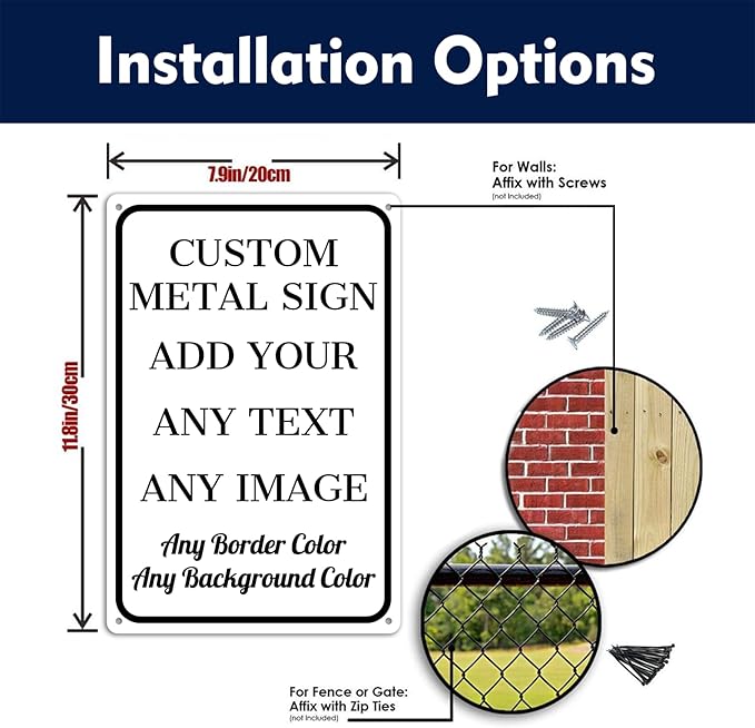 Custom Signs Outdoor Metal - 12 x 8 Personalized Aluminum Rust-Proof Entrance Garden Hazard Intersection Parking Signs, Decorative Sign (Style 03)
