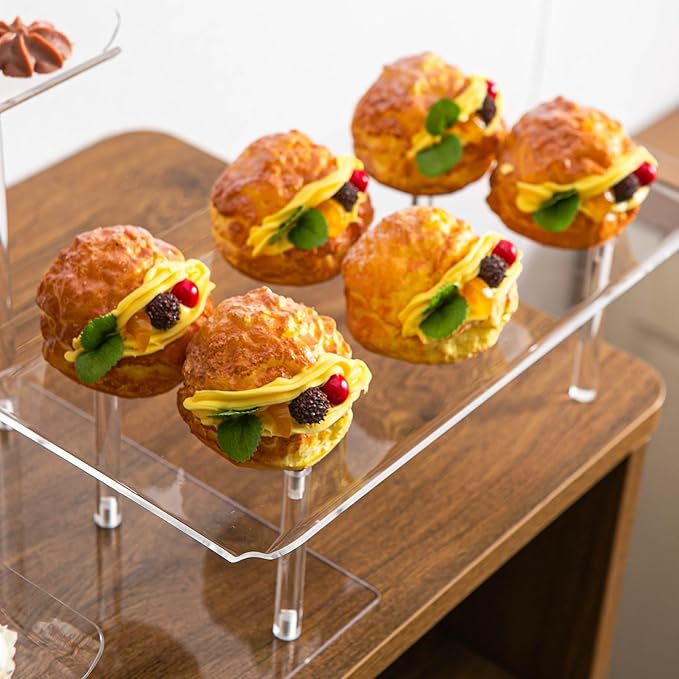 Acrylic Dessert Table Display Set, Clear Cupcake Stand, 3 Tiered Serving Trays and Platters, Buffet Riser and Stand Appetizer Sandwiches Cookie Display Stand Finger Food Display Trays for Party Bases Para Postres