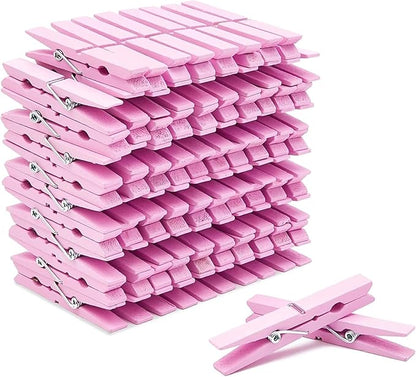 Juvale Wooden Clothespins for Classroom Decor - 100 Pack, Pink, Modern - Laundry Clips, Photo Clips & Craft Clothespins