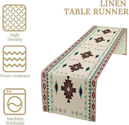 Aztec Table Runner Southwestern Native Vintage Geometric Pattern Table Runner Retro Country Table Dinner Decoration 13x108 Inch