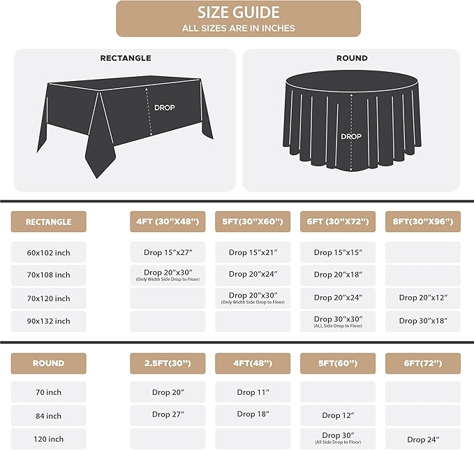 Fitable 8 Pack Round Tablecloths: Stain Resistant Wrinkle Free Fall Table Clothes, Washable Reusable Polyester Table Covers for Wedding Thanksgiving Party Birthday Banquet Reception(Rust, 120 Inch)