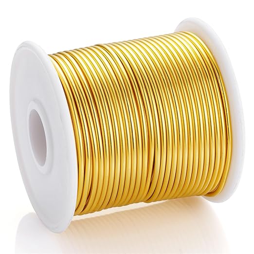 12 Gauge Gold Aluminum Craft Wire (105FT) - Anodized for Jewelry Making, Beading Floral, Plant Gardening, Sculpting & Modeling Craft Wire (Gold #14, 2mm)