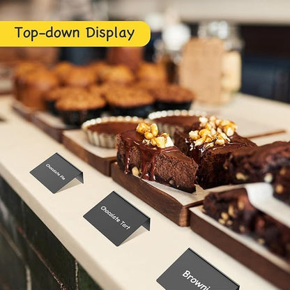 PigPotParty 12 Pcs Food Labels for Party Buffet w/Cleaning Spray, 4"x3" Mini Chalkboard Signs for Food Display, Table Place Cards - Name Tags- Small Chalk Board Signs, w/ 2 Markers
