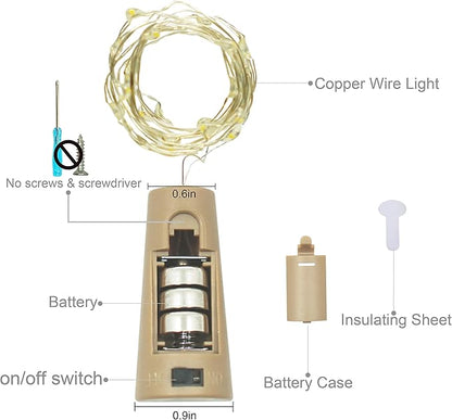 Wine Bottle Lights with Cork, Battery Operated 20 LED Cork Shape Silver Wire Colorful Fairy Mini String Lights(No Bottles) for DIY, Party, Decor, Christmas, Halloween,Wedding (3, Purple)