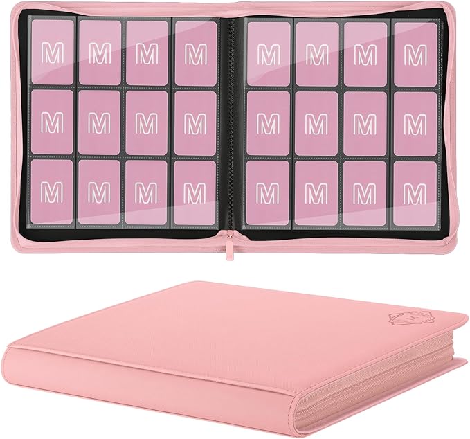 Premium Card Binder 12 Pocket for 720 Pockets Trading Card Binder, PU Zipper Card Collection Album, Sturdy Side-Loading Card Book Holder for MTG, TCG, Game Cards, Sports Cards