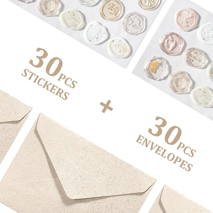 30 Pieces A6 Envelopes with 30 Seal Stickers, 6.32 x 4.45 inch Envelopes for 4 x 6 Wedding Invitation Cards, Greeting Cards, Graduation, Birthday Party Invitations, Yellow.