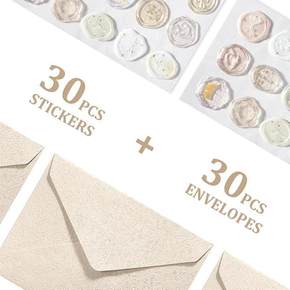 30 Pieces A6 Envelopes with 30 Seal Stickers, 6.32 x 4.45 inch Envelopes for 4 x 6 Wedding Invitation Cards, Greeting Cards, Graduation, Birthday Party Invitations, Yellow.