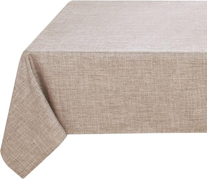 Fitable Faux Linen Tablecloth Rectangle 60 x 102 Inch - Rustic Fabric Table Cloth for 6 Foot Tables, Nature Faux Burlap Table Cover for Kitchen Dining, Party, Farmhouse