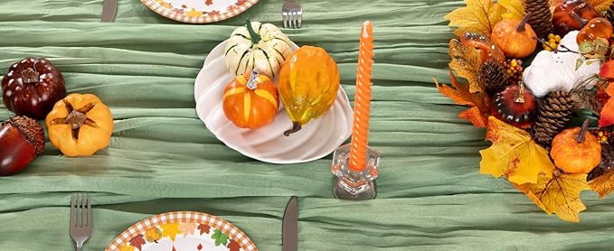 Sage Green Cheesecloth Table Runner 6 Pack Fall Table Runners Boho Gauze 120 Inches Sage Cheese Cloth Fall Table Decorations for Thanksgiving Wedding Bridal Baby Shower Tea Party