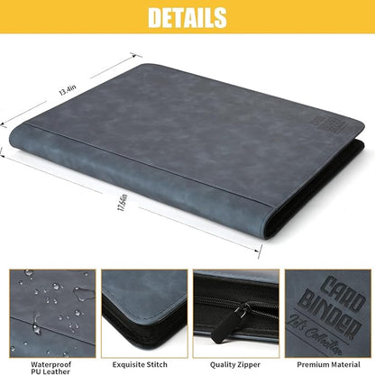 Premium Ringless Trading Card Binder - 1024 Capacity, 16 Side-Loading Pockets per Page, Archival Quality Protection & Anti-Slip Spine for TCG, MTG, Sports Cards (Blue)