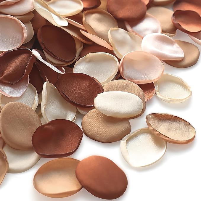 Floroom 300pcs Rose Petals Earth Tones Brown Faux Silk Flower Petals for Wedding Flower Girl Basket Aisle Scatter Dinner Table Centerpieces Party Confetti Bridal Shower Romantic Night Decoration