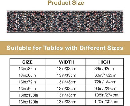 Morris Flower Table Runner, Vintage Blue Floral Rustic Country Style Floral Print Pattern for Home Kitchen Table Decor Dining Coffee Room Garden Party Decor 13x72in