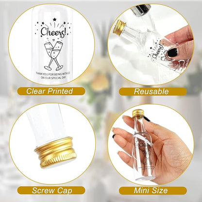 OurWarm 50 Pack Mini Liquor Bottles, 1.7oz/50ml Mini Shot Bottles with Gold Screw Caps Funnels Tags & Twines, Empty Wine Bottles for Juice Alcohol Homemade Liquor Birthday Wedding DIY Party Favors