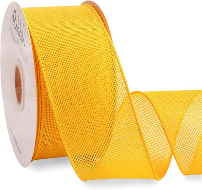 Ribbli Yellow Burlap Wired Ribbon, 2-1/2” Inch x Continuous 20 Yard, Wired Edge Ribbon for Wreaths,Big Bows,Tree Decoration,Outdoor Decoration