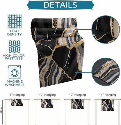 Geometric Black Marble Cotton Linen Table Runner for Dining Kitchen, Wedding Outdoor Party Tablerunners Decoration, Farm Marble Liquid Ripple Abstract Dresser Scarf Coffee Tablecloth Runners 13''x72''