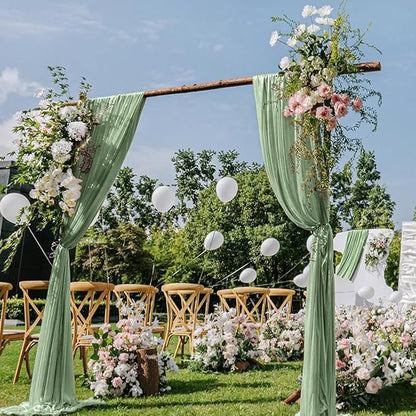 Sage Green Wedding Arch Draping Fabric 29" x 20 FT Wedding Drapes for Backdrop Sheer Green Curtains Drapes for Romantic Bridal Baby Shower Ceremony Birthday Party Fall Outdoor Events
