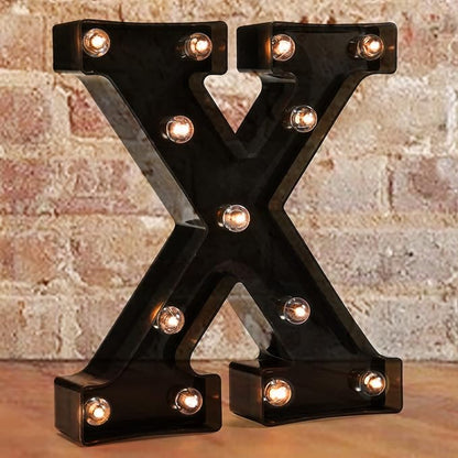Decorative LED Illuminated Letter Marquee Sign - Alphabet Marquee Letters with Lights For Wedding Birthday Party Christmas Night Light Lamp Home Bar Decoration X, Black
