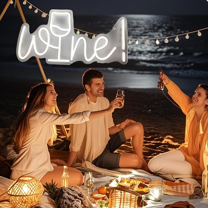 Acrylic Wine Neon Sign for Wall or Window Background Decor,LED Dimmable Bar Neon Decorative Cocktails Light Handmade Art Lamp for Home Pub Wedding Party Bar Studio,5V USB Powered