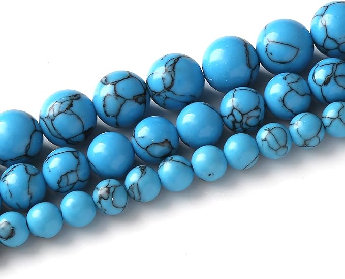 River Stone Blue Turquoise Stone Beads for Jewelry Making DIY Craft Gemstone Beads Kit (4mm, 88pcs) Cosmic Crystal Pebbles for Bracelets, Necklaces, Home Decor