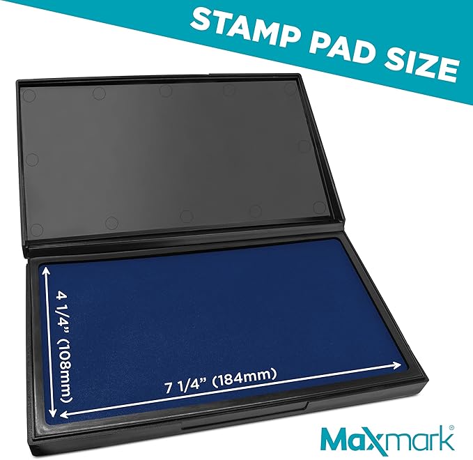 MaxMark Large Blue Stamp Pad - 4-1/4" by 7-1/4" - Premium Quality Felt Pad